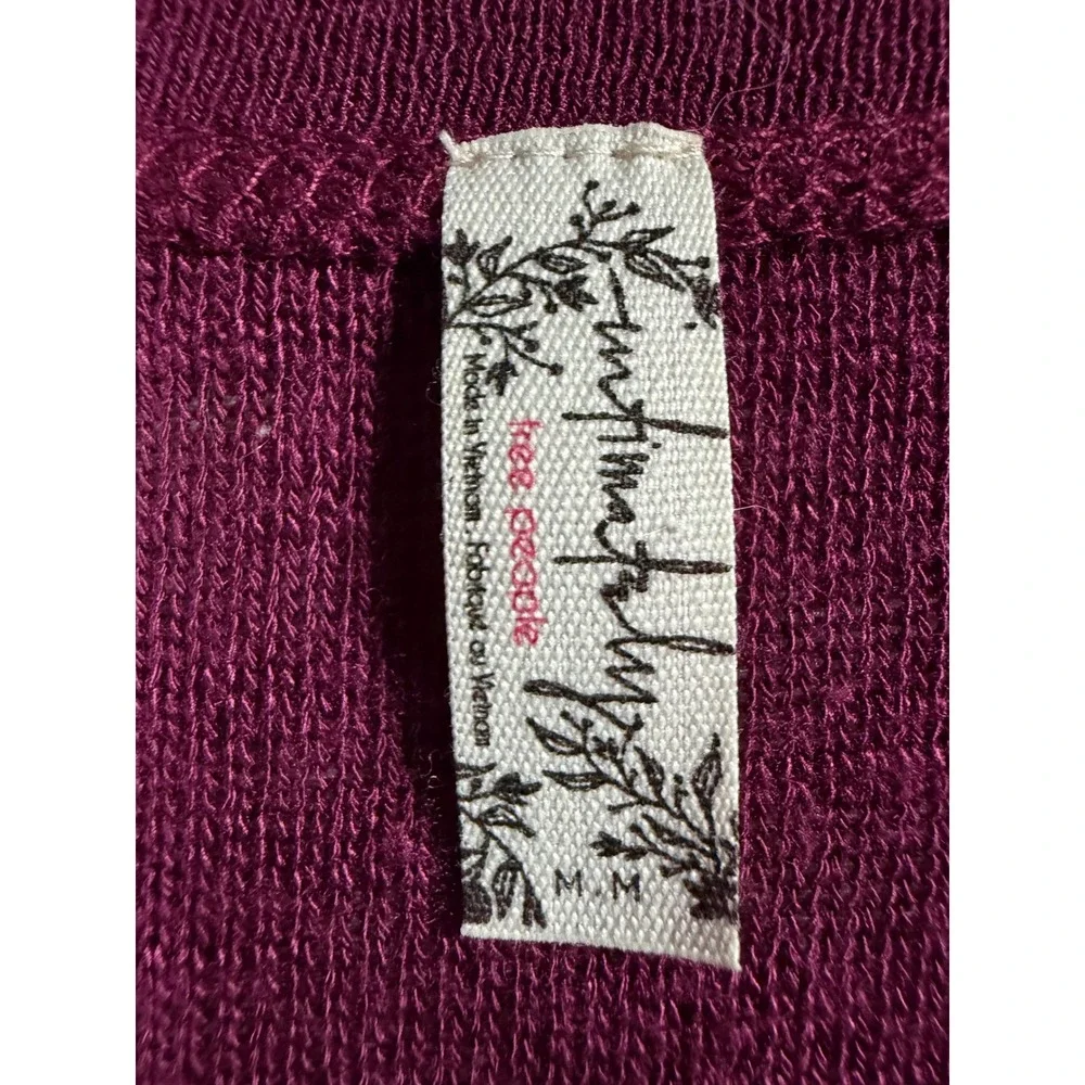 Intimately Free People Berry Purple Babydoll Long Sleeve Top Thumbholes Medium